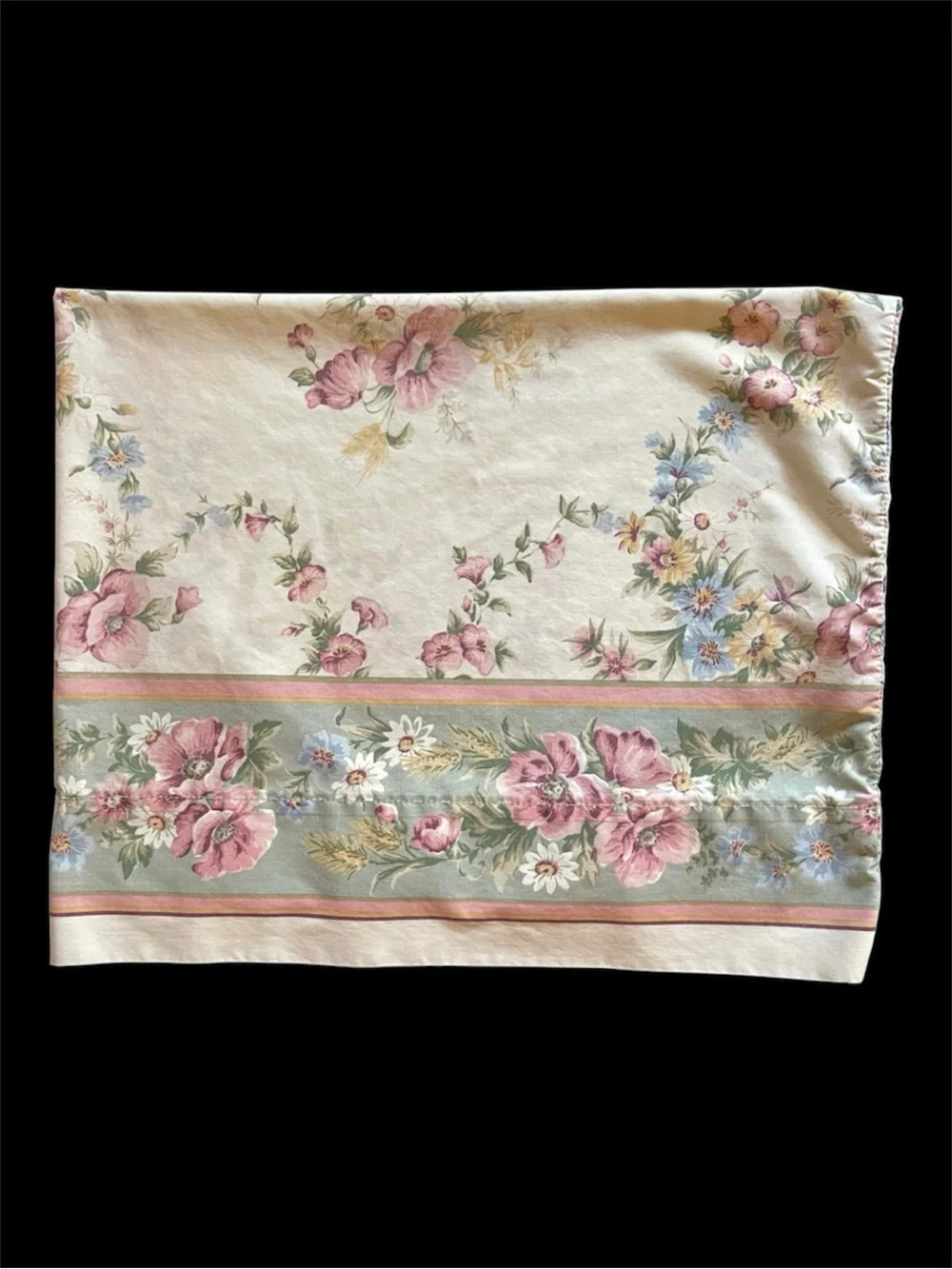 VTG 80's Floral Pillowcase - Pink & Green - Westpoint Stevens - Made In The USA